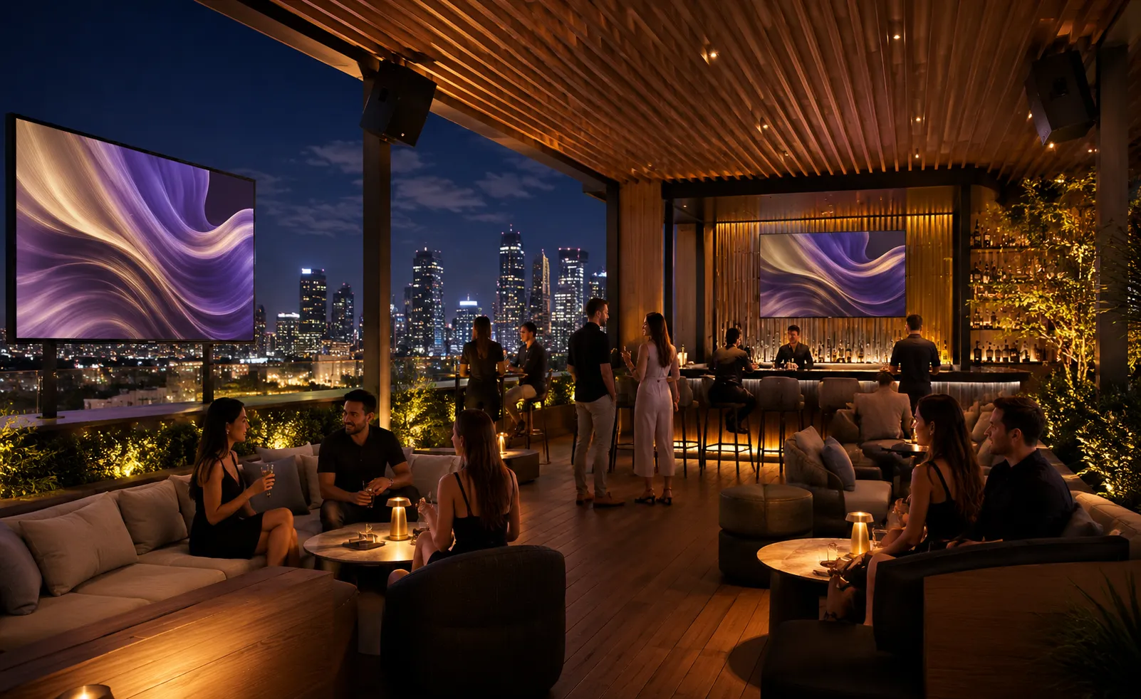 Audio y video para terraza o rooftop de bar