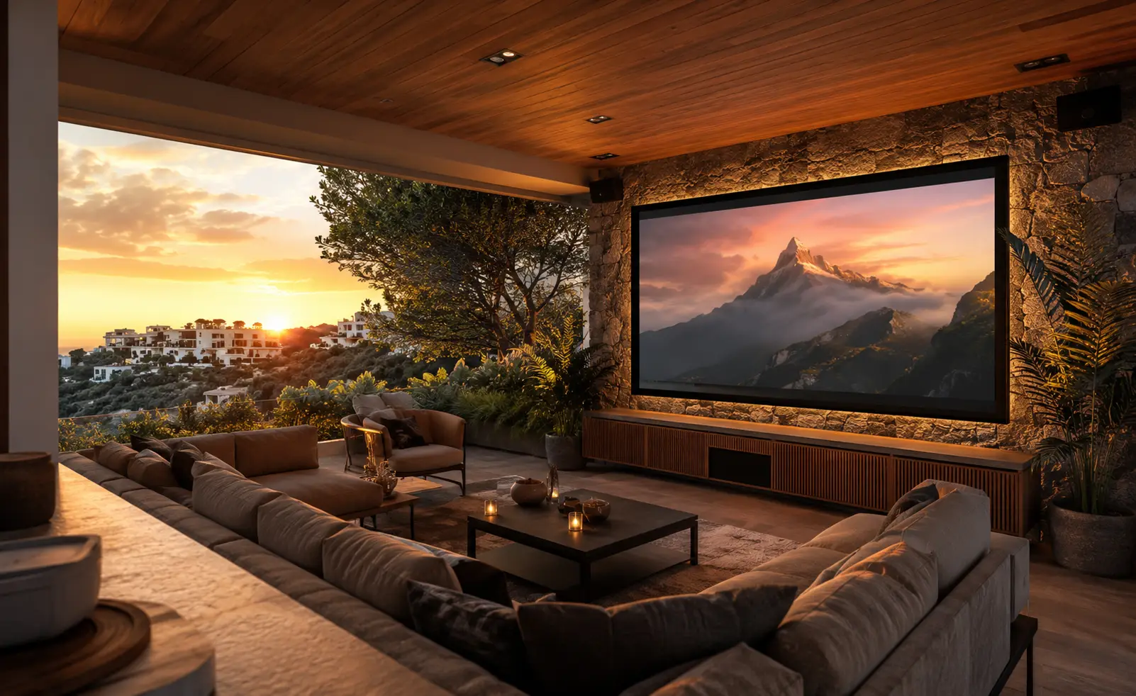 Terraza techada con audio y video residencial DG Audiosound