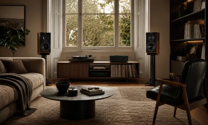 Sistema estéreo de alta fidelidad Hi-Fi y tornamesa